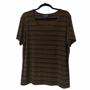 Hillard & Hanson Black Gold Striped Scoop Neck Top Women’s Size Extra Large XL